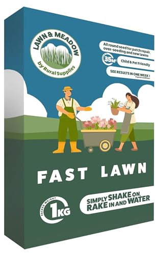 Rural Supplies Premium Grass Seed Mix 1kg - Hardy, Fast-Growing, Covers up to 50m2, Pet Safe, Perfect for UK Climate - Thick, Hard-Wearing, Easy-to-Grow, Low Maintenance Lawn