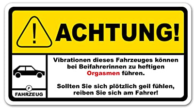 Finest Folia Fun Sticker Achtung Vibration 10x5,5cm Aufkleber für Auto | Lustiger Spruch für Fahrzeug Heck Scheibe Karosserie - wetterfest waschanlagenfest selbstklebend UV-beständig R193-05