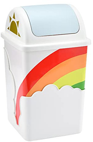 Homoyoyo 1pc Rainbow Trash Can Kids Room Decor Round Trash Can Desktop Bin Garbage Container Bin Decorative Lovely Home Waste Pin Creative Waste Pin Rubbish Container