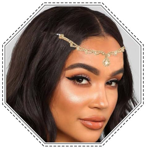 Jovono Boho-Kristall-Kopfschmuck, goldene Hochzeit, Strass-Kopfschmuck, Quaste, Braut-Haarschmuck, Party-Stirnband, Party-Haarschmuck für Frauen und Mädchen