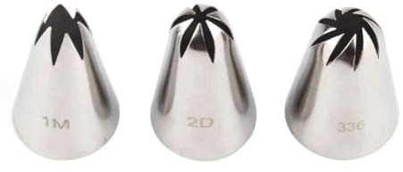 BKEKM Piping Tips 3pcs / Set Stainless Steel Cake Piping Nozzles 1 M 2d 336 Cake Tips Set Cream Decoration Icing Piping Nozzle