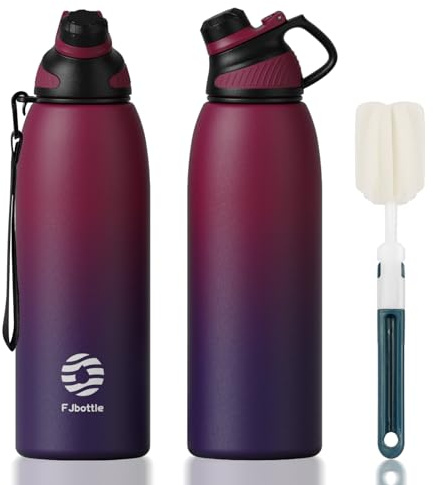 Fjbottle Bouteille d'eau en acier inoxydable de 600 ml/800 ml/1 L/1,5 L avec couvercle magnétique, isotherme sans BPA, bouteille d'eau sous vide pour boissons chaudes et froides, anti-fuite, pour la