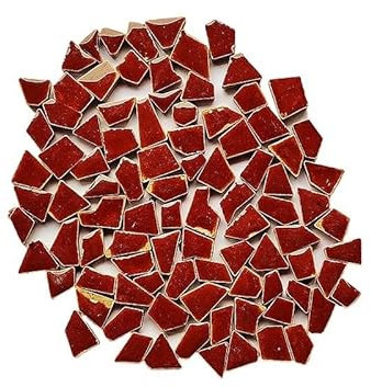 Tesselles mosaique Matériaux de production de mosaïque de carreaux de céramique polygonaux, 200g, processus de bricolage Mosaique verre (Color : Red)