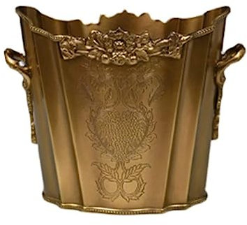 Ice Bucket Brass Ice Bucket Hand Carved Vintage Ice Bucket for Bar Champagne Red Wine Cooling Whiskey Barrel Beer Bucket for Home Kitchen (Color : Gold L)