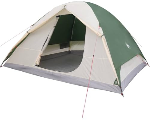 vidaXL Kuppelzelt, Campingzelt für 6 Personen Wasserdicht, Outdoor Zelt mit Abnehmbarem Überzelt Insektenschutz, Trekkingzelt Leicht Tragbar, Grün