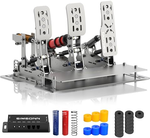 SIMSONN Plus X Pedals Sim Racing Pedals PC Racing Simulator Pressure Sensor Load Cell HE Hydraulic Pedal (Plus X-P3-H3-Plate)