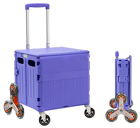 YAODCHU Carrello Spesa, Carrello Baule Pieghevole con Ruote universali, Box saliscale, con Asta di Regolazione