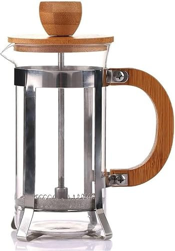 PBYVQXBR Cafetera grande,cafetera de viaje,Olla de prensa francesa Acero inoxidable Doble pared Vidrio resistente al calor Mango de bambú Prensa de café francesa