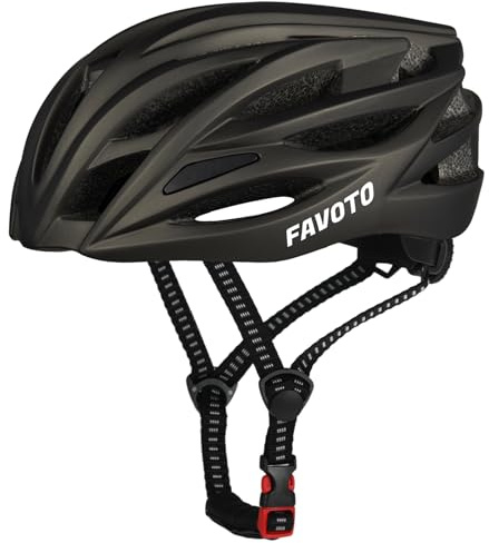 Favoto Casco Bici Caschi da Bicicletta - Certificato CE Casco da Corsa MTB Ciclismo Leggero per Uomo Donne Adulti Protezione di Sicurezza Taglia Regolabile M 55-58cm Titanio