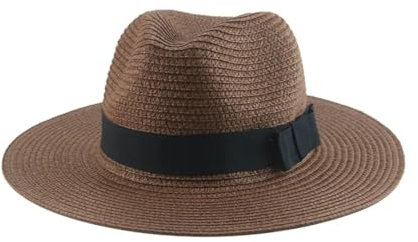FULUJIDI Fedora Trilby Filzhut Hut Schwarz Band Panama Strohhut Flache Traufe Outdoor Sonnenschirm Strand Hüte Für Frauen 24
