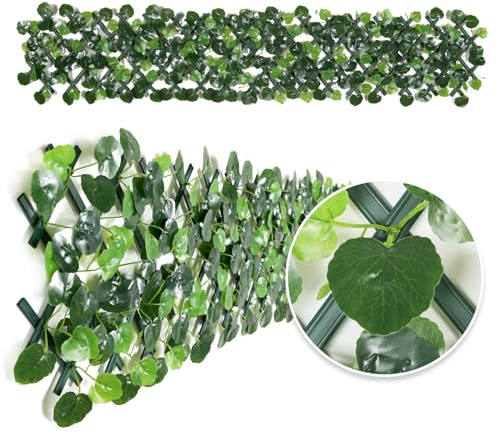 Pannelli per recinzione da giardino espandibili con fiori, per la privacy, edera sintetica, per balcone, 200 x 30 cm (foglia di Begonia)
