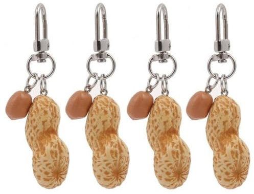 Glixoft Porte-clés Pendentif Cacahuète, 4 Pièces, Mignon, Nourriture Artificielle, Porte-clés Décoratif pour À Dos