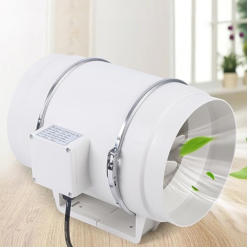 HOARLICN 200mm Rohrventilator, Kanal Rohrventilator 900 M³/H Abluftventilator Gebläse Kanallüfter Lüfter 2600 U/Min Niedriger Energieverbrauch Leichte ABS-Basis Für Bad, Wc, Küche