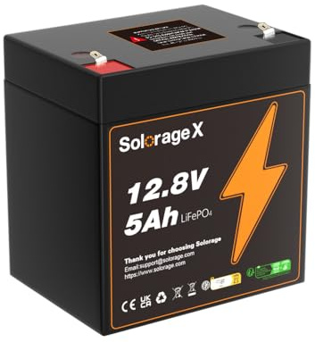 Solorage X Batterie 12V 5Ah Lifepo4, mise à niveau de batterie Lifepo4 12V, BMS intégré, batterie moto rechargeable à décharge profonde de plus de +3000 pour UPS, Power Wheel et détecteur de poissons