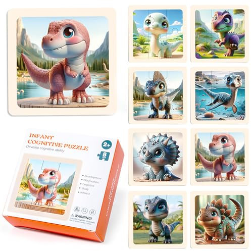 Hshenjhu Kinderpuzzle, Holzpuzzle für Kinder Set, Puzzle aus Holz mit je 6 Teilen, Tierpuzzle aus Holz Lernspielzeug Perfekt Spielzeug für Kinder, für Jungen und Mädchen ab 2 Jahren +