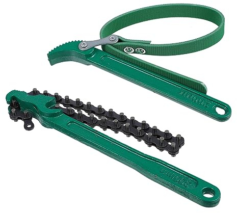 Housoutil Chiave Catena Utensile Professionale in Acciaio al Carbonio per Filtro Olio Leggera e Facile da Trasportare 2 Pezzi per Manutenzione Auto