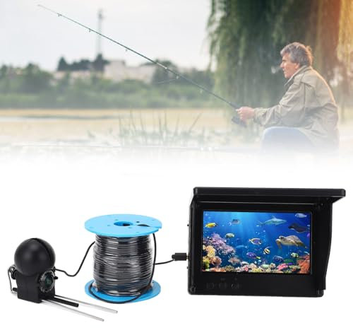 Unterwasser-Angelkamera, Tragbare Fischfinder-Kamera mit 4,3-Zoll-HD-Bildschirm, 195°-Ultraweitwinkelkamera 5 MP mit Dreiseitigem Sonnenschutz für Eisfischen, Unterwasserarbeiten