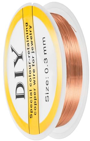QUARKZMAN 0,3 mm / 28 Gauge Kupferdraht für die Schmuckherstellung, 1 Rolle Craft Anlaufbeständiger Perlen Draht für Schmuckherstellung Zubehör DIY (Roségold) - 20m