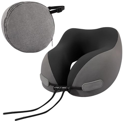 Poludatly Almohada Cervical de Viaje, Almohada de Espuma viscoelástica en de U, cojín Ligero para Dormir en el Cuello, reposacabezas portátil para Coche de Tren