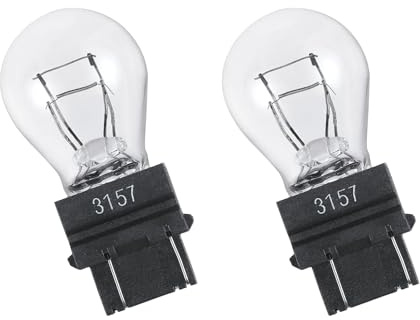 DUSCOKE 3157 Car Halogen Light Bulb, 12V P27-7W 3000K Automotive Brake/Reverse/Tail/Turn Signal/Side Marker Light Replacement Bulbs, Universal Long-Life Miniature Bulb for Cars Trucks SUV (White-2PCS)