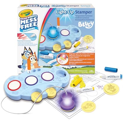 CRAYOLA Bluey Color Wonder Magic Light-Up Stamper | Includes 10 Bluey Stamps, 3 Markers, Stickers & 18 Colouring Pages | Magic Colouring Fun for Kids Ages 3+