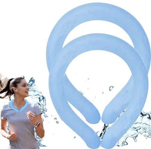 Neck Cooling Tube with Cold Insulated Bag,Reusable Ice Neck Ring Wearable Body Cooling Products for Summer Heat (Blue)