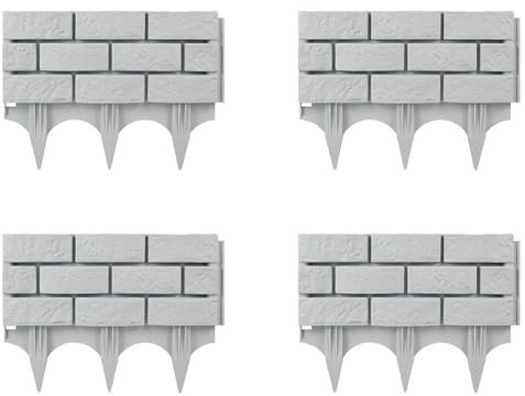 diwedaso 4x Bordura per aiuola per piantare piante alte e ricadenti, bordura da giardino in PP ad angolo retto, 5 colonne orizzontali, malta di calce e sabbia