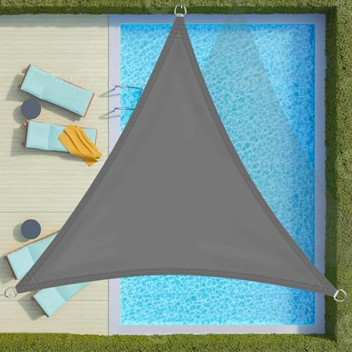 SRHIMEOS 4x4x4 Triangolare Impermeabile Vela Ombreggiante, Tende a Vela Protezione Solare, Protezione Raggi UV 98% Telo Parasole per Esterni, Cortili, Terrazze, Piscine, Campeggio