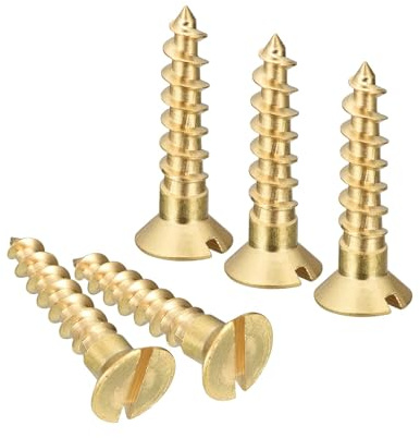 TA-VIGOR 50Pcs Self Tapping Screws, M5 Slotted Flat Head Screw, 25mm Round Head Slotted Tapping Screws, Brass Machine Wood Fasteners Bolts for Wood, Drywall, Furniture, Repairing