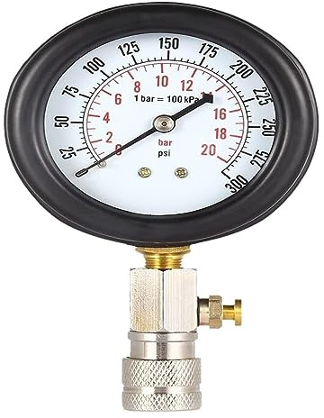 UZAMIRLEX Manomètre, Testeur de Compression de Moteur à Essence Automobile avec adaptateurs M10, M12, M14 et M18 et jauge à Double échelle