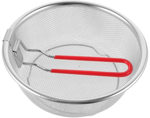 Hemobllo Cesta De Malla Para Freidora De Aire Cesta De Acero Inoxidable Para Freír Con Mango Ergonómico 12.59X7.28X2.75 in Para Papas Fritas Pollo Frito Y Snacks