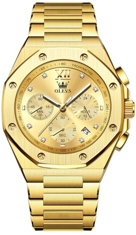 OLEVS Edelstahl Herren Armbanduhr Wasserdicht Leuchtend Großes Zifferblatt Uhren Herren mit Datumsanzeige Schicke Geschenke für Männer