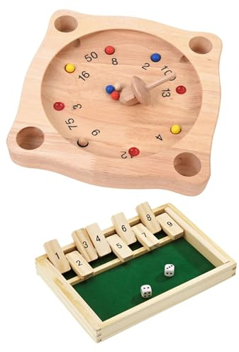 ToyToyToy Tiroler Roulette und Klappwürfelspiel Shut The Box Partyspiele im Set