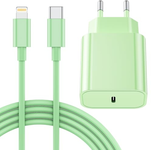 25W Cargador Carga Rapida for iPhone 14/14 Pro/14 Pro Max/14 Plus 13 12 11 SE XR X XS 8 7, USB C Carregador Enchufe Rapido Adaptador Charger Corriente con 2M Cable, Blanco