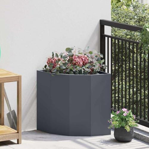 Swpsd Corner Planter Anthracite 45 x 45 x 50 cm Steel flowerpot Model883670