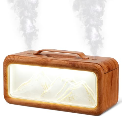 QUMIIRITY Humidificador de Aire Portátil de 600 Ml Doble Pulverización, Diseño Madera Clara, Silencioso y Compacto para Dormitorio, Oficina, Coche y Habitaciones Pequeñas