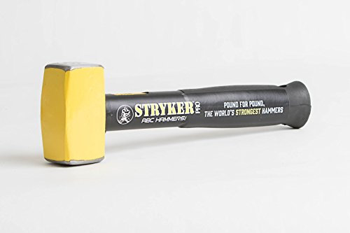 ABC HAMMERS Hand Sledge Hammer - 2.5 lb Stryker Hammer with Drop Forged Steel Head & 12 Steel Reinforced Rubber Handle - PRO212S