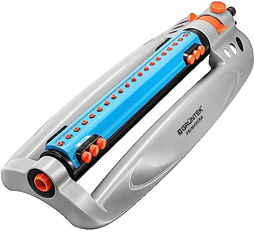 GRÜNTEK Rasensprenger bis 462 m2 für große Rasenflächen mit Turbo-Motor, Viereckregner Rasen-Sprinkler mit Variabler Breite, größte Bewässerungsfläche