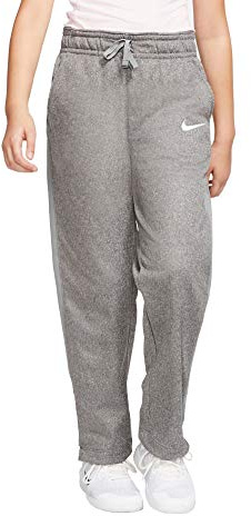 Nike Kids Girl's Therma Open Hem Pants (Little Kids/Big Kids) Carbon Heather/Cool Grey/White/White SM (7-8 Big Kids)