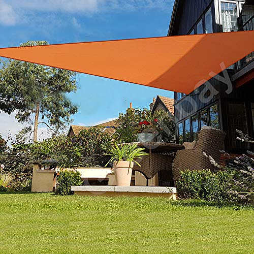 Green Bay Sun Shade Sail Outdoor Garden Patio Party Sunscreen Awning Canopy 98% UV Block Triangle Orange With Free Rope(3x3x3m)