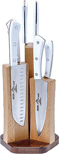 Sonpó Online - Taco Magnético de Madera de Haya, incluye 6 Piezas Serie Metacrilato. Juego de cocina, con hojas de acero inoxidable
