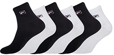FILA Calzini Uomo Cotone Set di 6 Calze Sportive Uomo, Comodo e Confortevoli, Bianchi, Nero, Taglie 43/46