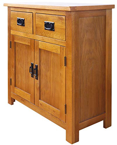 Aurotrice Oak Small Sideboard/2 Door 2 Drawer Mini Sideboard/Living Room Storage (Rustic) …