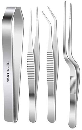 B D J I M Lot de 4 Pinces Professionnelle en INOX - Pince Poisson - Pince arrête Poisson - Pince pour Poisson - Pince Cuisine - Pince de présentation