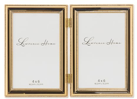 Lawrence Frames Klassischer Perlenrahmen mit Scharnier, 10,2 x 15,2 cm, goldfarben