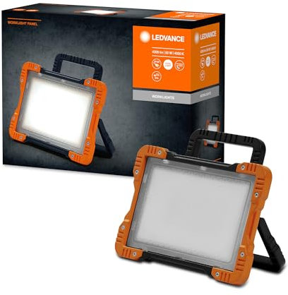 LEDVANCE LED Worklight Panel - faro da lavoro orientabile a LED per interni, faro da costruzione 50 W, 4500 lumen, 25.000 ore di vita, incluso cavo di alimentazione di 2 m e collegamento alla rete AC