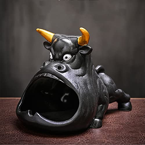 Cutfouwe mülleimer mit deckel-Kreatives Wall Street Bull-Design-Wind-/Wetter-/Geruchsresistent,Schwarz-C