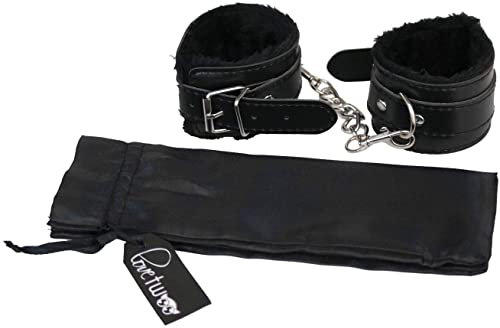 Lovetwoo Handschellen aus weichem Plüsch, mit Tasche, Schwarz