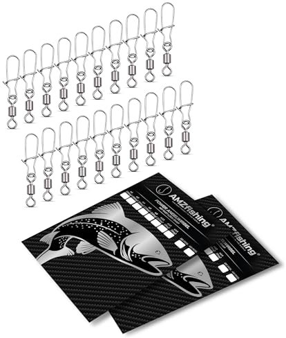 AMZfishing NEU 20x Angelwirbel mit Fast-Lock | Karabinerwirbel Angeln | Wirbelsortiment | Wirbelset | Wirbel Angeln | Angel Wirbel | Angelwirbel Set | Angeln Wirbel | Angelzubehör (Fastlock 20, 8)