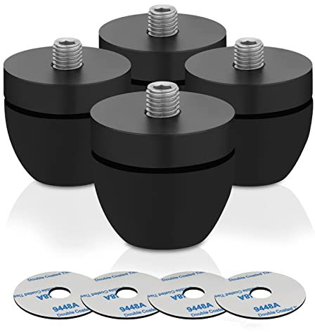 High-end 33x30mm Solid Aluminum Feet Speaker Isolation Stands with Stainless Steel Ball Speaker Spikes Absorber Vibration Damper for HiFi Speaker Audio Amplifier DAC CD(Black, 4pcs)